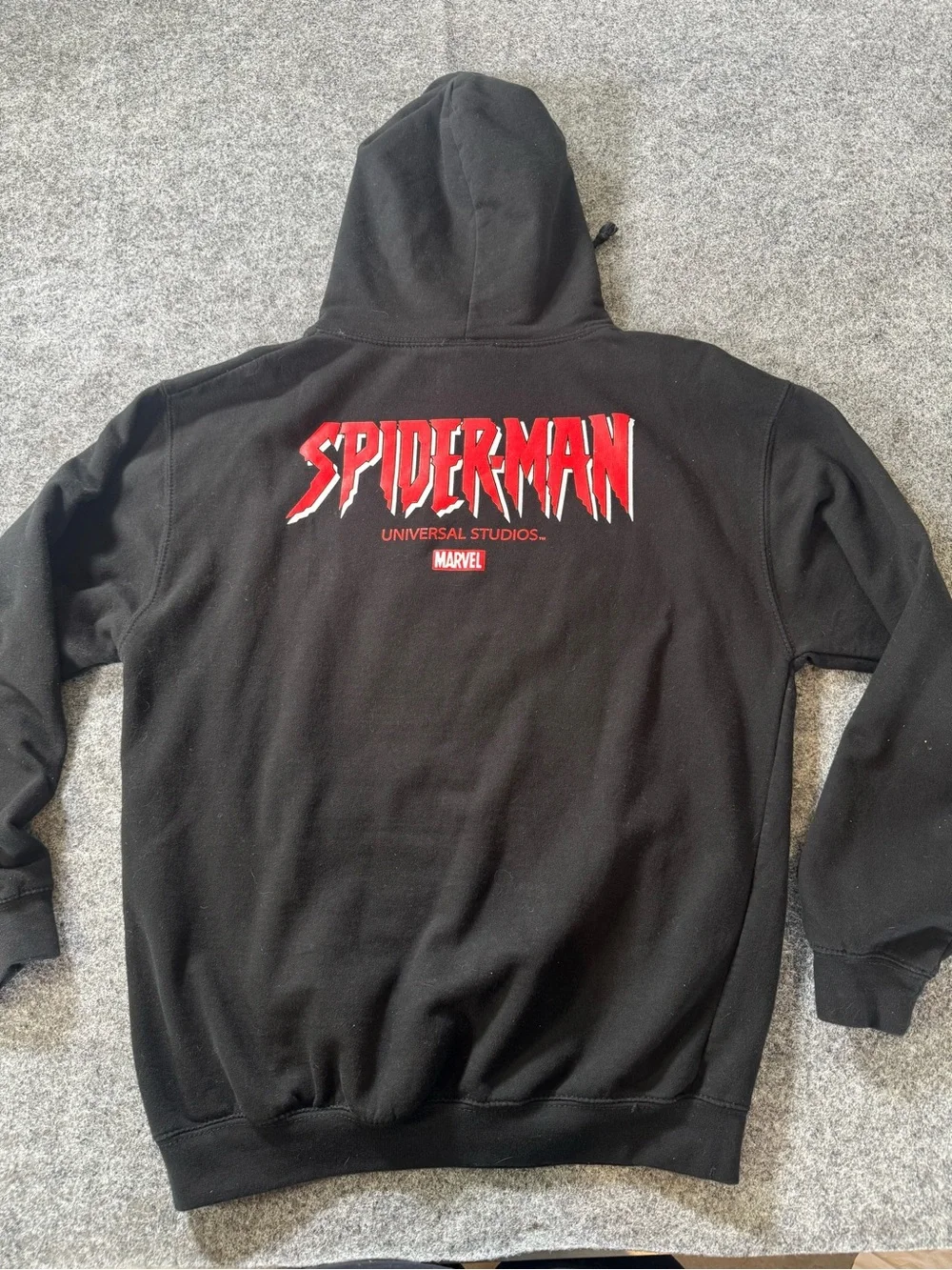 Marvel Spider-Man Universal Studios Embroidered Hoodie Black Men's Medium M